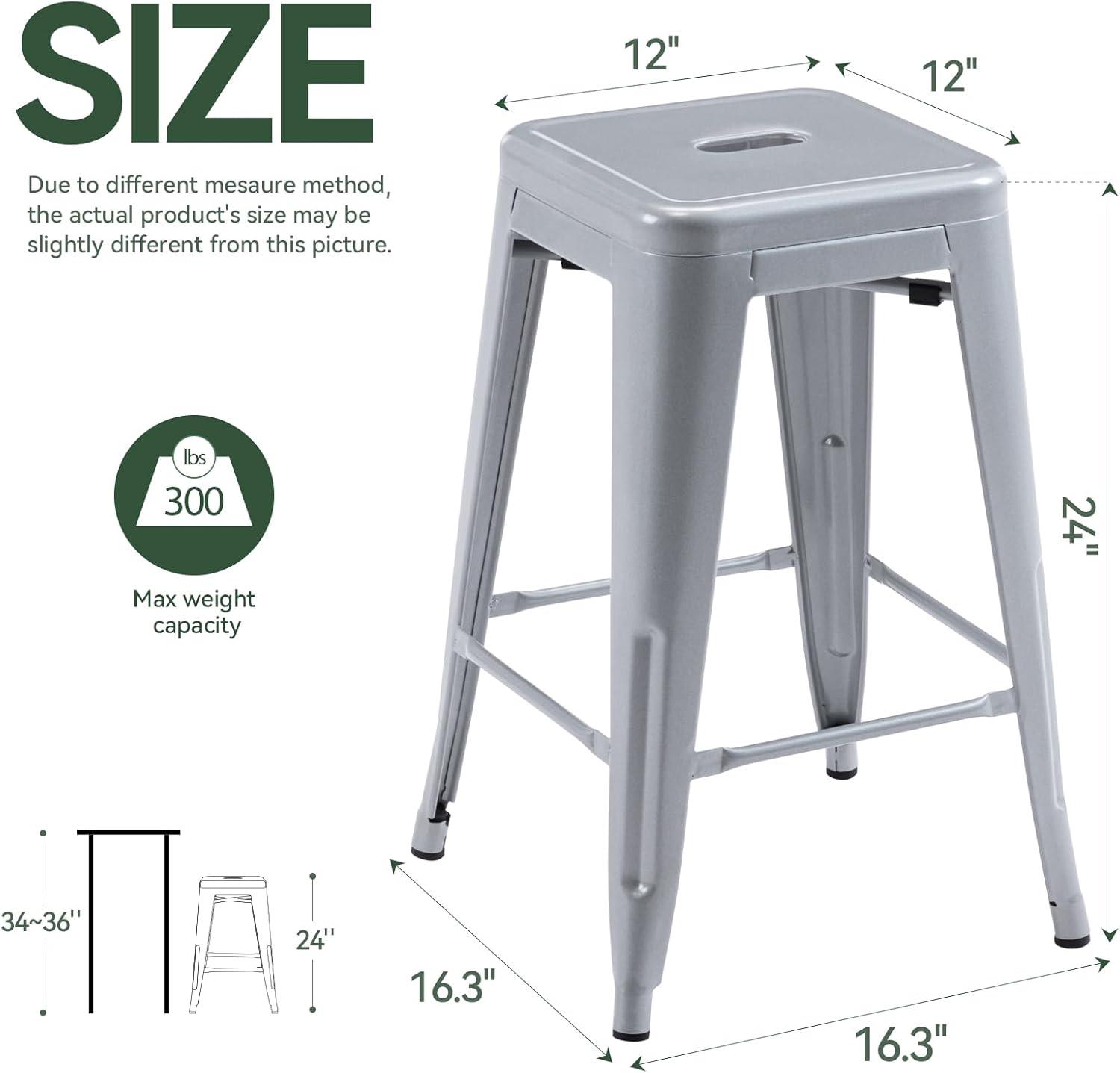 Williston Forge Kohki 24" Counter Stool Metal Bar Stools Counter Height Barstools Backless Indoor/Outdoor Bar Stools Kitchen Counter Stools Chairs(Set of 4)