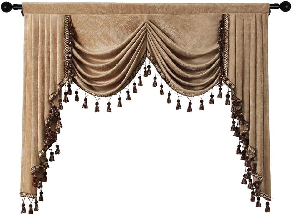 Gold Chenille Waterfall Valance with Rod Pocket