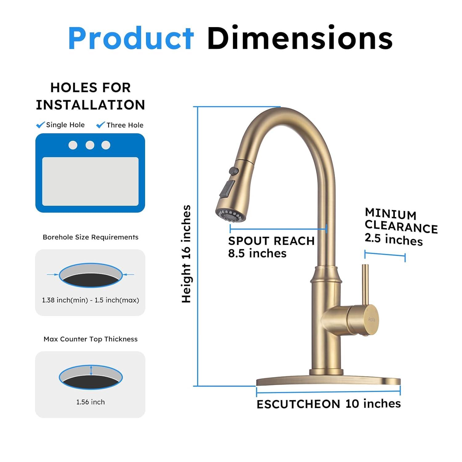 GAGALIFE Single Handle Pull Down Sprayer Kitchen Faucet High Arc Stainless Steel Faucet with 3-Function Sprayer JJL-CL-PT-SDP-C
