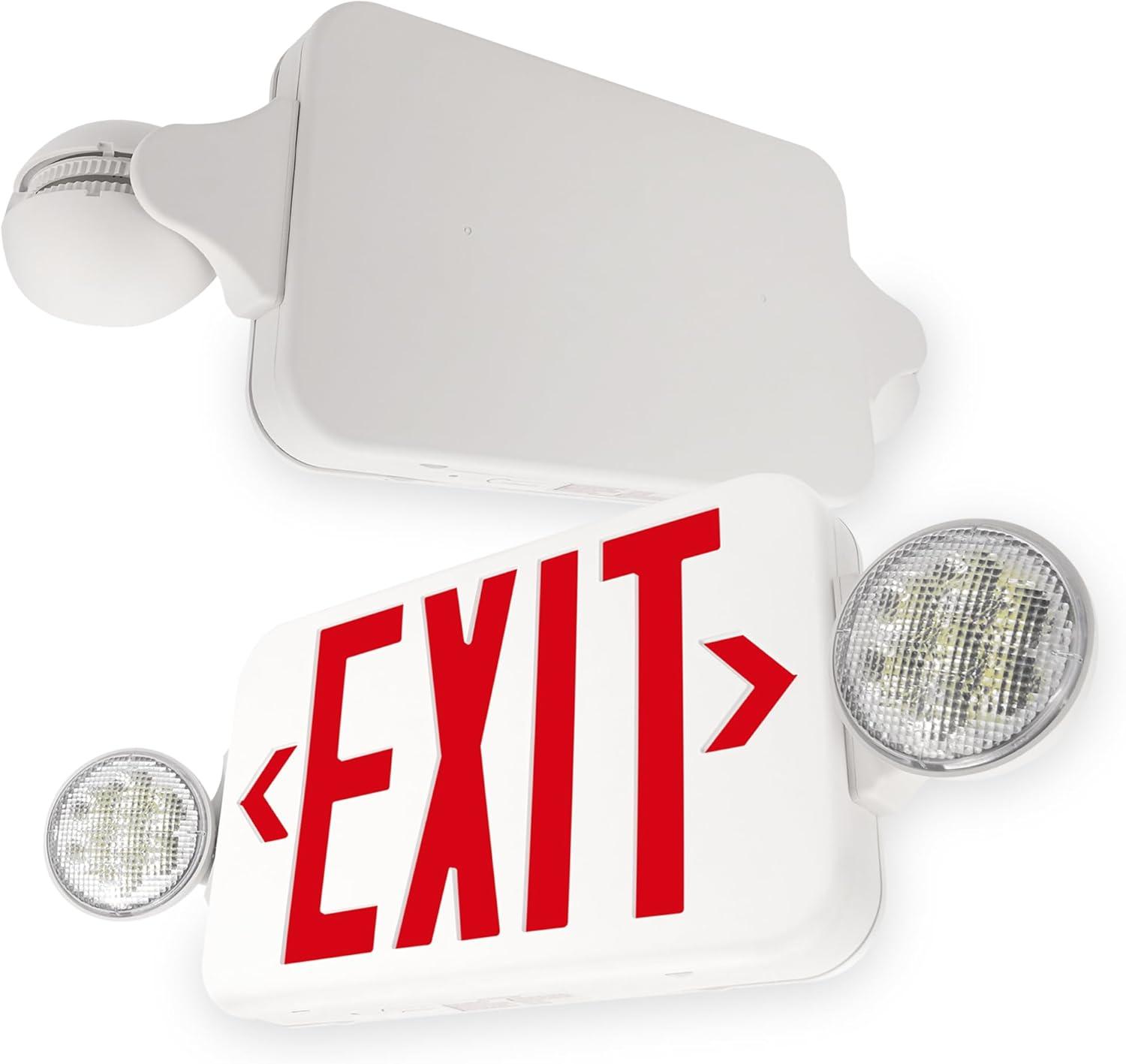 LFI Lights - Hardwired Red Compact Combo Exit Sign Emergency Egress Light - High Output - COMBORJR2