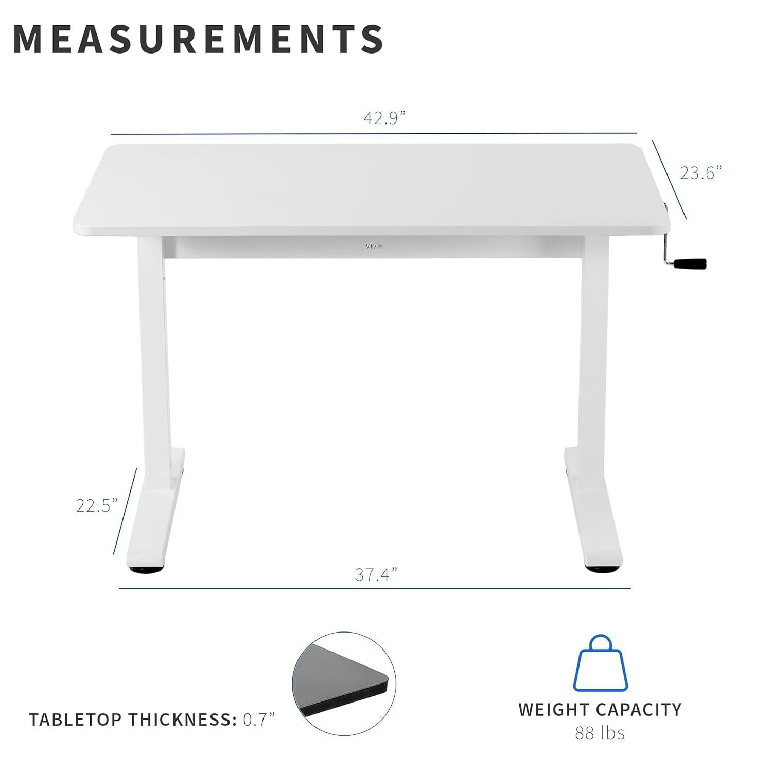 43in x 24in Manual Height Adjustable Desk