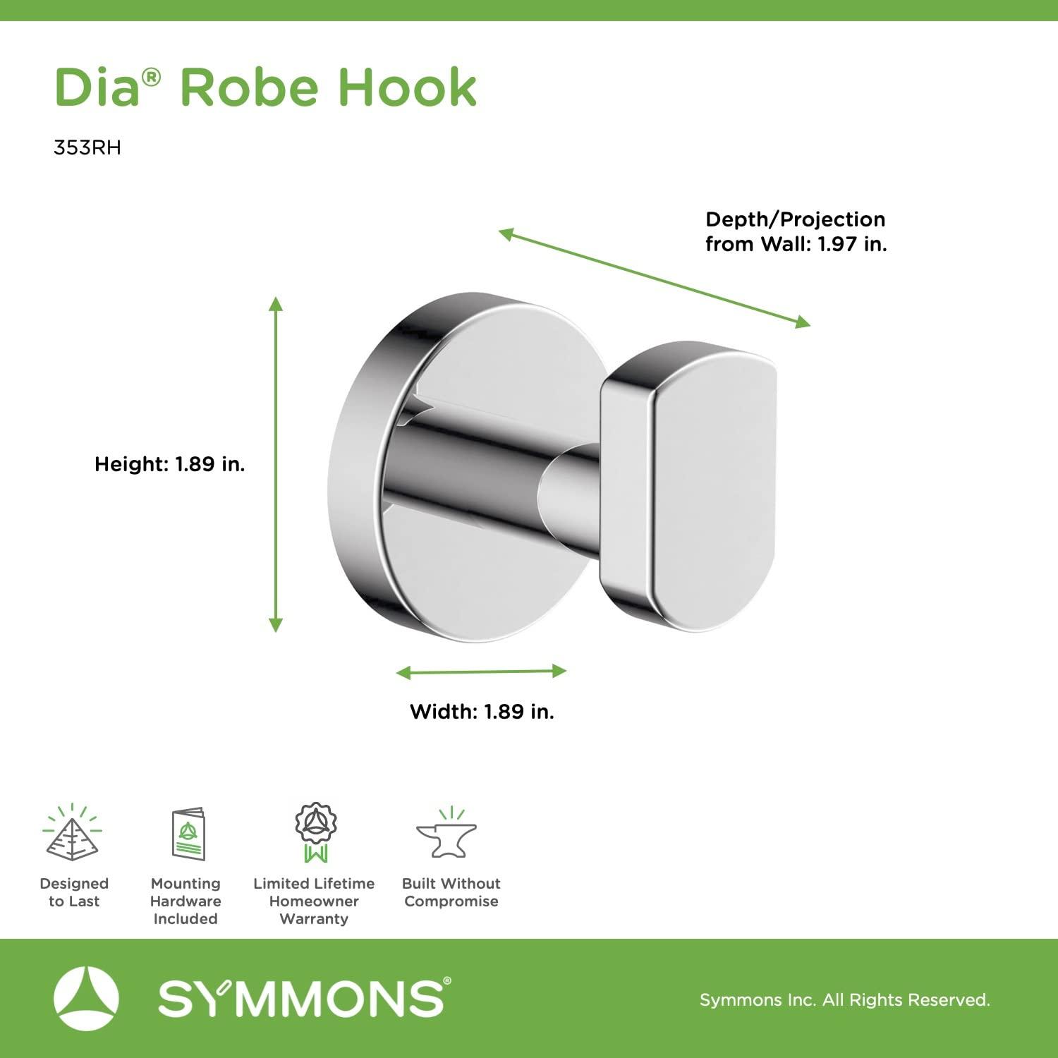 Dia Wall Mounted Robe Hook with Installation Hardware