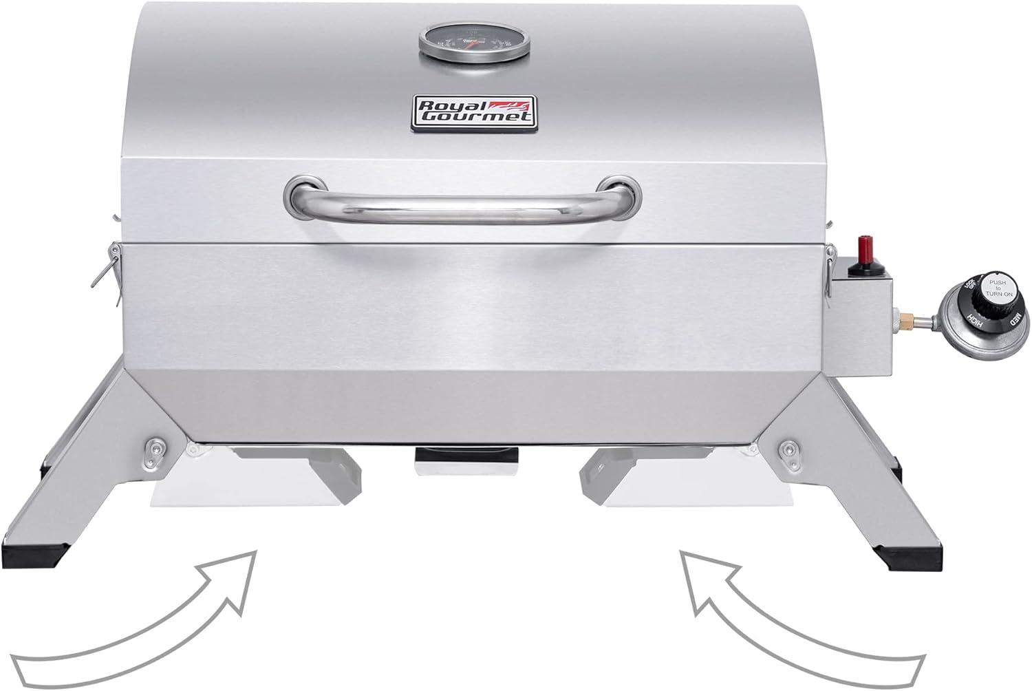 Stainless Steel Portable Propane Gas Grill with Folding Legs