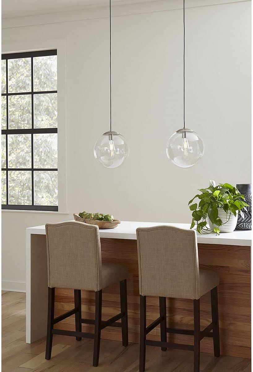 Progress Lighting Atwell 1-Light Glass Globe Pendant, Brushed Nickel, Clear Glass Shade