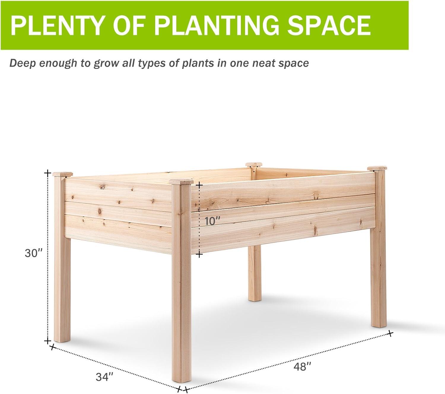 48x34x32in Raised Garden Bed - Elevated Wood Planter Box for Healthy Plant Growth, 440 lb capacity - Natural Color