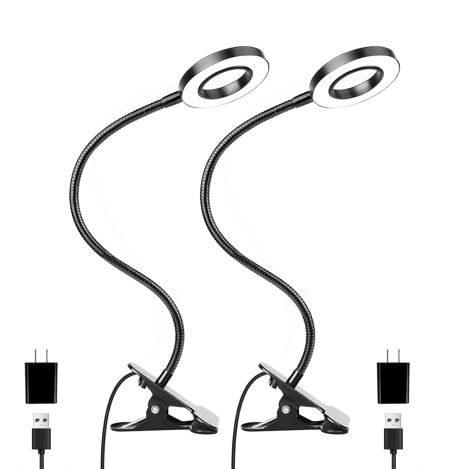 Desk Clip on Lamp for Reading Home Office, 10 Dimmable Brightness 3 Modes, Clamp Light for Bed Headboard