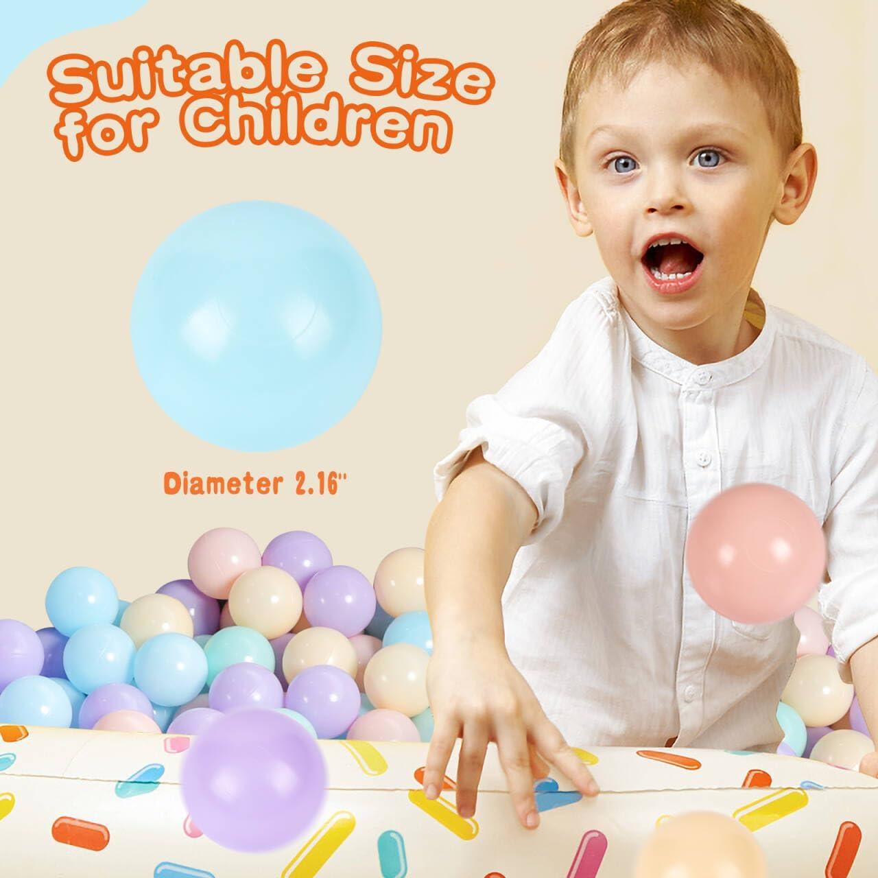 TRENDBOX 100 Ball - 5 Macaron Colors Pit Balls Non-Toxic Free BPA Soft Plastic Balls for Ball Pit Play Tent Baby Playhouse Pool Birthday Party Decoration