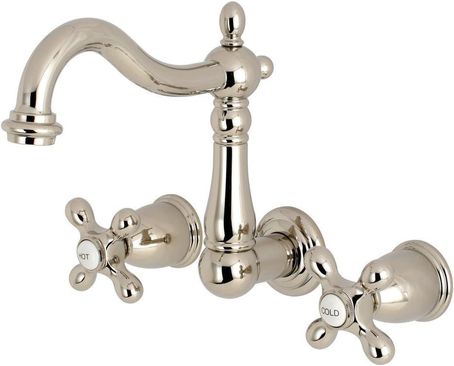 Kingston Brass Heritage Two-Handle 3-Hole Wall Mount Bathroom Faucet