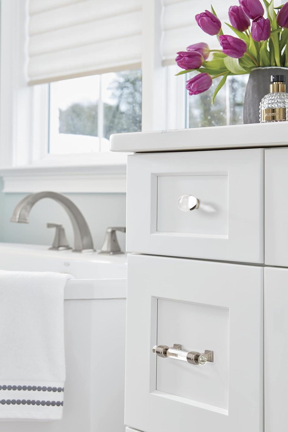 Amerock Glacio 3 inch (76mm) Center-to-Center Clear/Satin Nickel Cabinet Pull