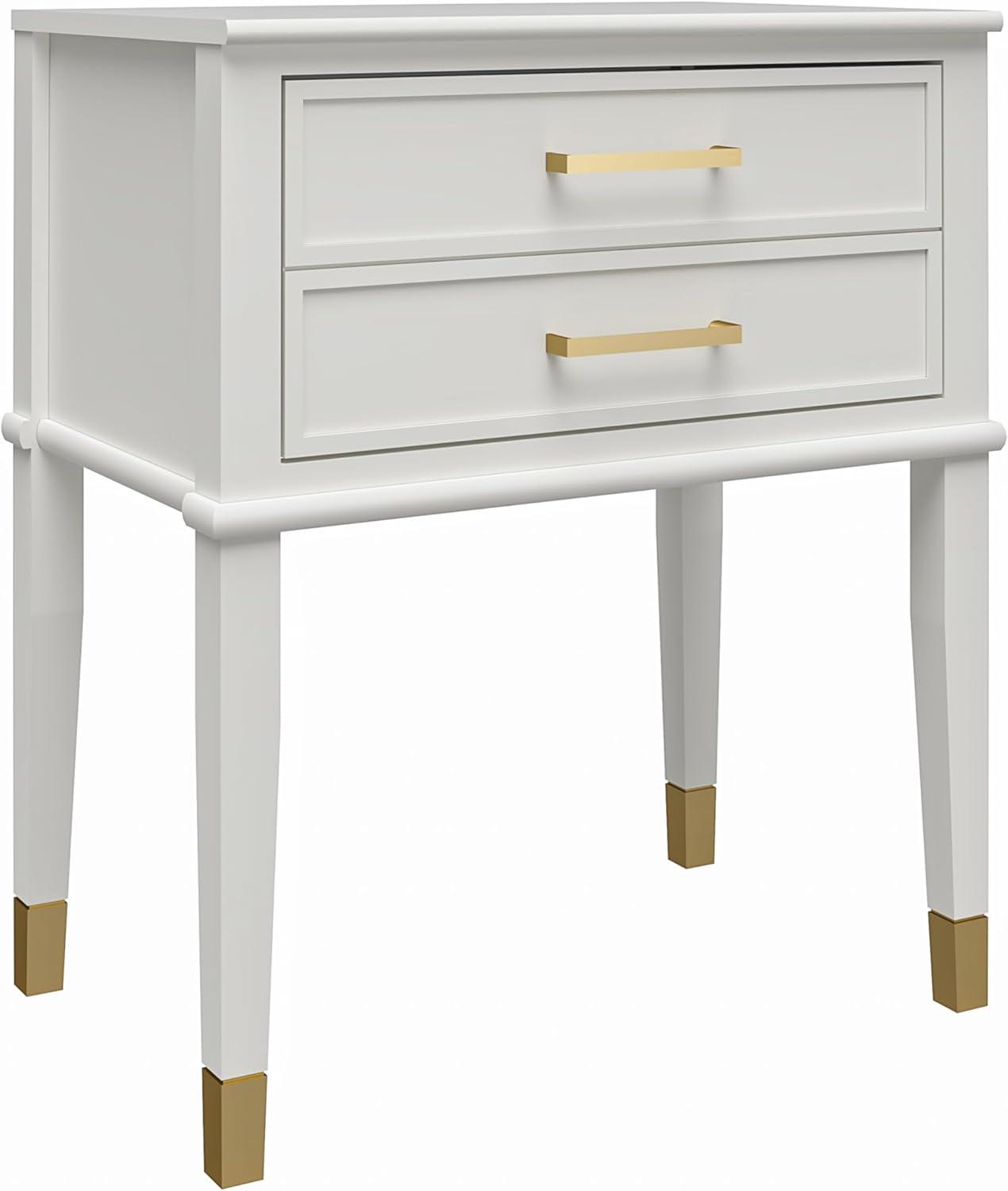 Westerleigh Sophisticated White End Table with Gold Accents