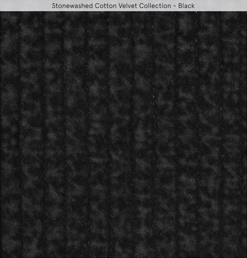 HiEnd Accents Stonewashed Cotton Velvet Quilt, Queen Size, Black Solid Color, Classic Traditional Rustic Style Luxury Bedding, Soft Lightweight Bed Cover