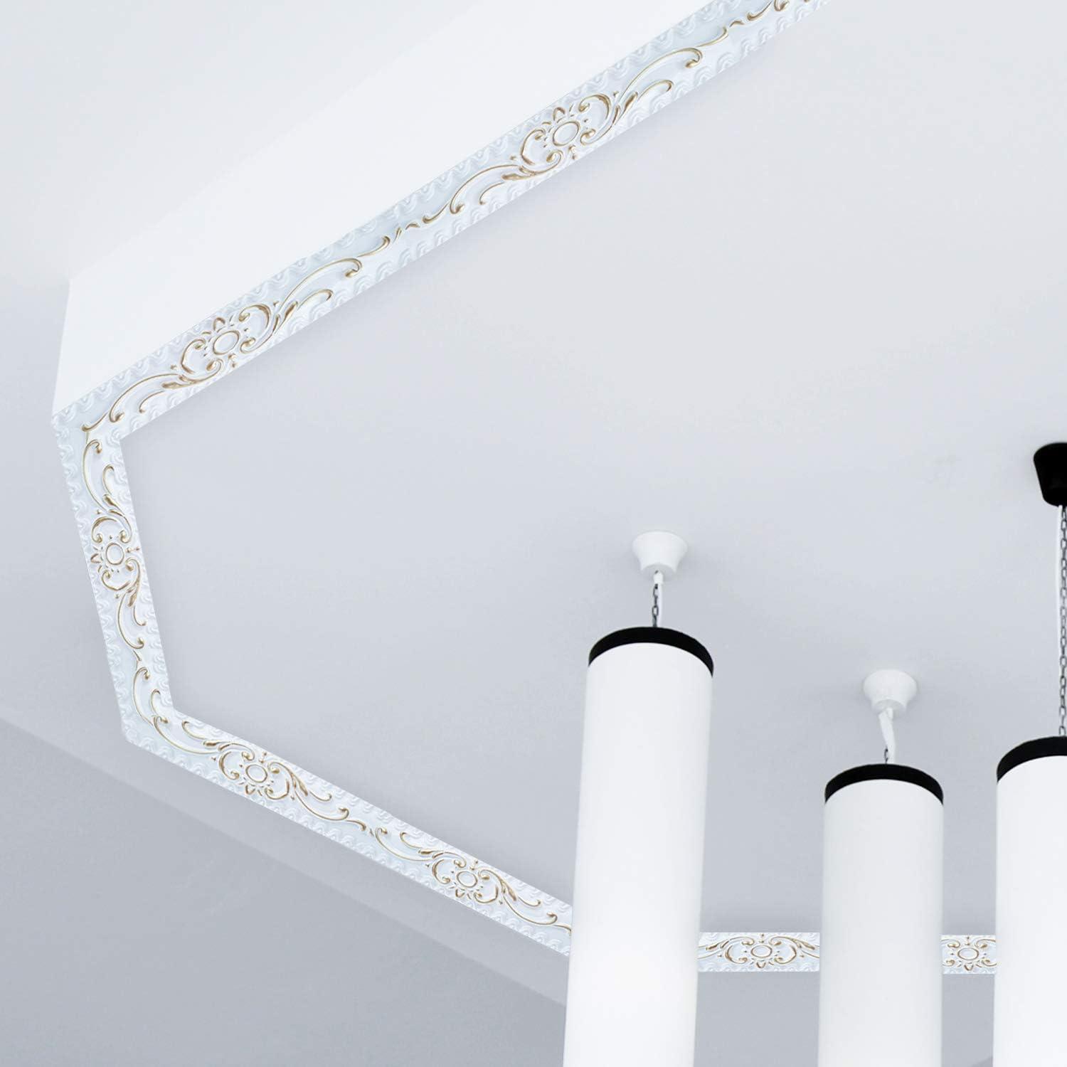 Flexible Molding Trim Wall Trim Self Adhesive, Peel and Stick Mirror Frame Border, Waterproof Bathroom Decor (White)