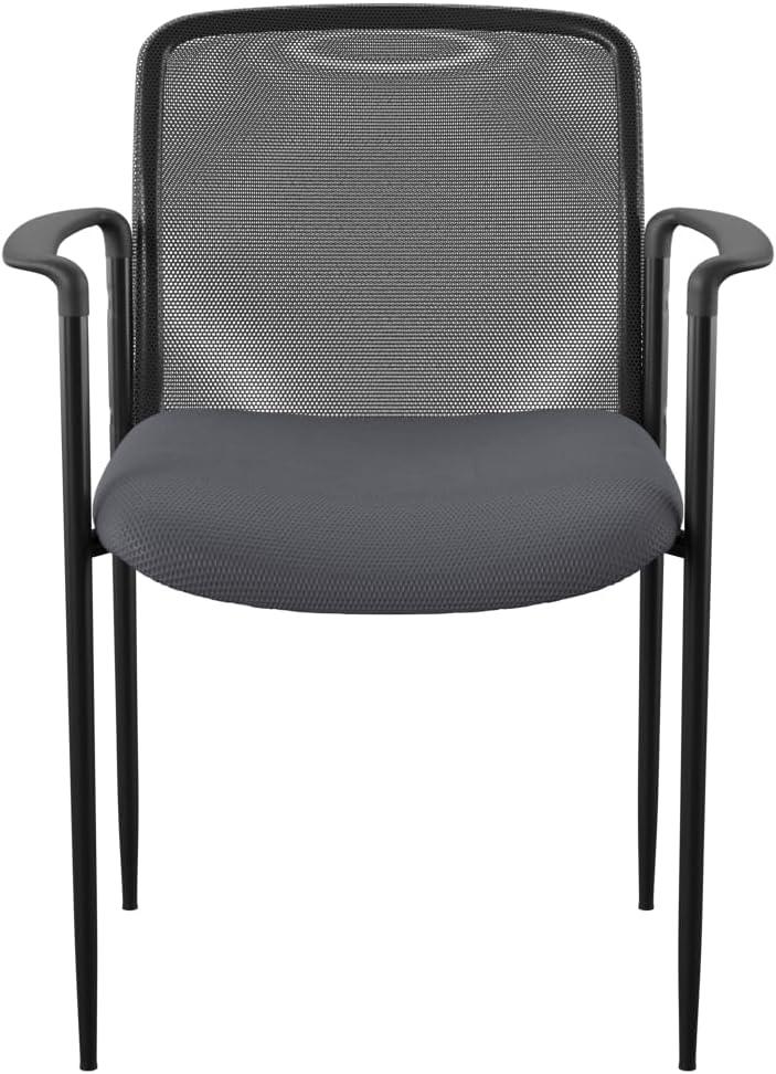 Boss Office Products Office Chair - Gray: Mesh Upholstered, Fixed Arms, Steel Legs, 275 lb Capacity