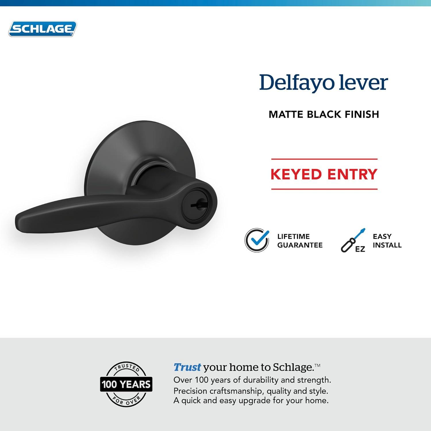 Delfayo Lever Keyed Entry Lock