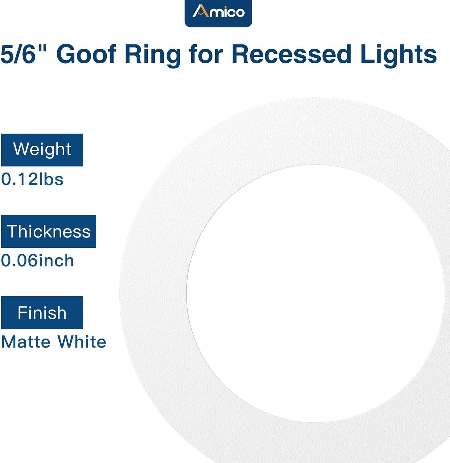 White Circular LED Recessed Light Goof Trim Rings, 6-Pack