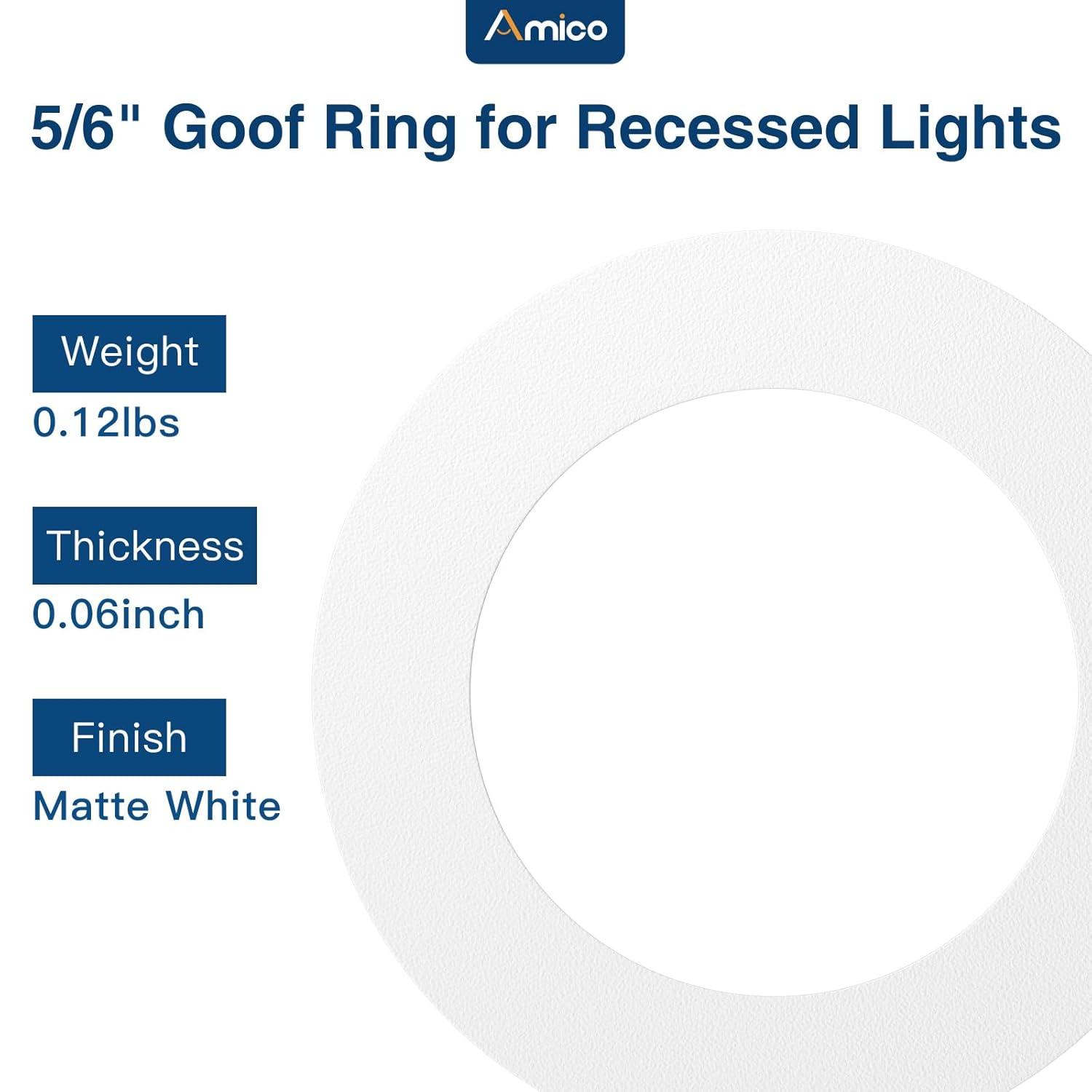 6 Pack Gloss White Goof Trim Ring for 6" Inch Recessed Lighting Trim Can Light Trim for Down Light, Outer Diameter 8 Inches