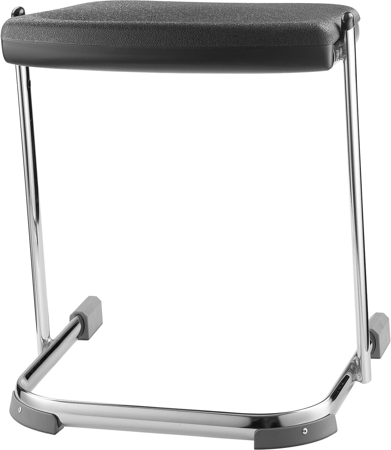 ErgoComfort 20" Black Metal Laboratory Backless Stool