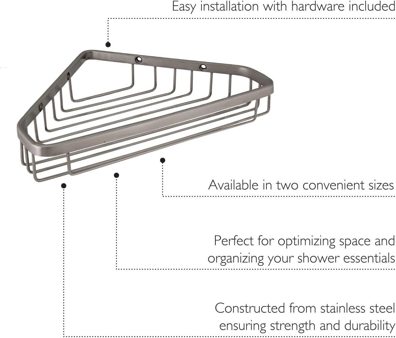 Satin Nickel Triangular Wall-Mounted Metal Shower Basket