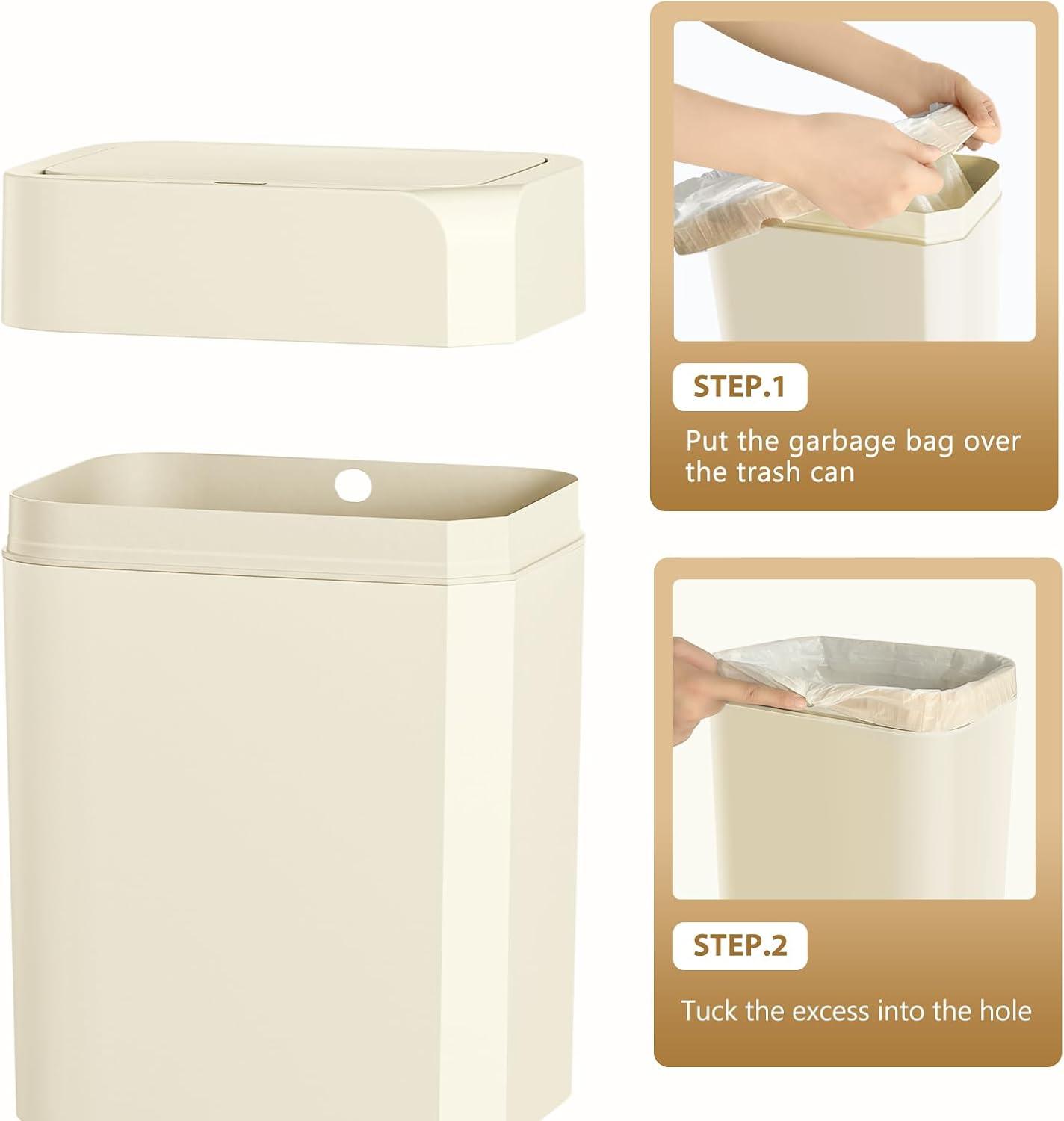 LOVE YOUR BATH LLC 2-Pack 3.5 Gallon Trash Can With Lid, Motion Sensor, Waterproof Smart Trash Can