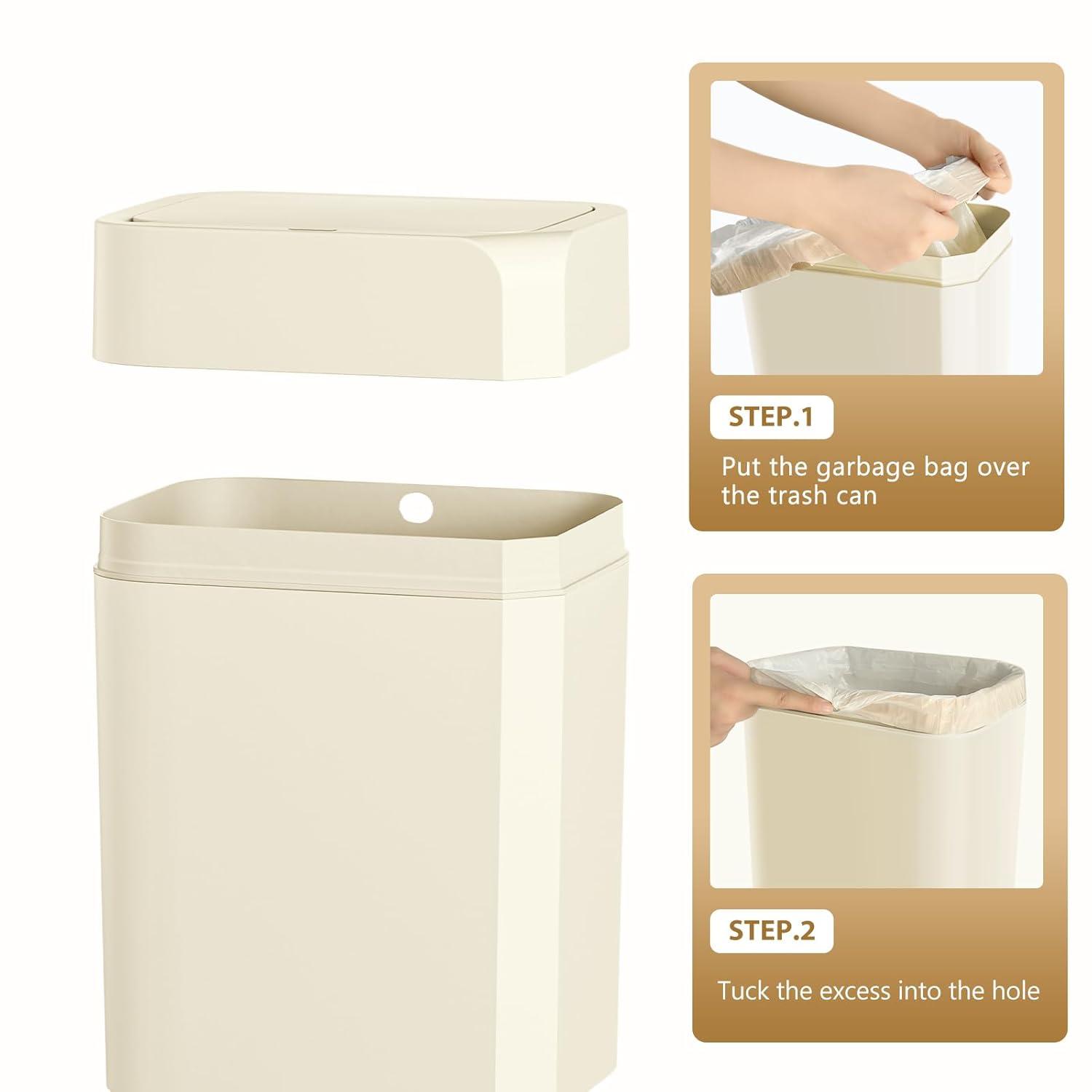 LOVE YOUR BATH LLC 2-Pack 3.5 Gallon Trash Can With Lid, Motion Sensor, Waterproof Smart Trash Can