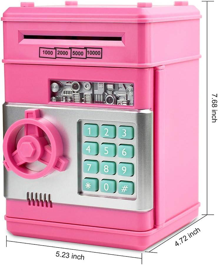 Piggy Bank, Toys for Girls Ages 5-7, 8-10, Electronic ATM Password Cash Coin Can Auto Scroll Paper Money Saving Box Toys for 6 7 8 9 10 11 12 Year Old Girl Christmas Birthday Gifts (Pink)