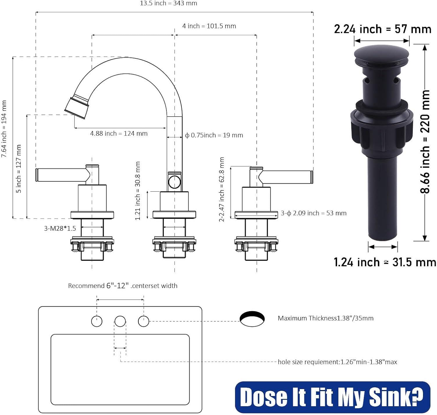 Widespread 2-handle Bathroom Faucet