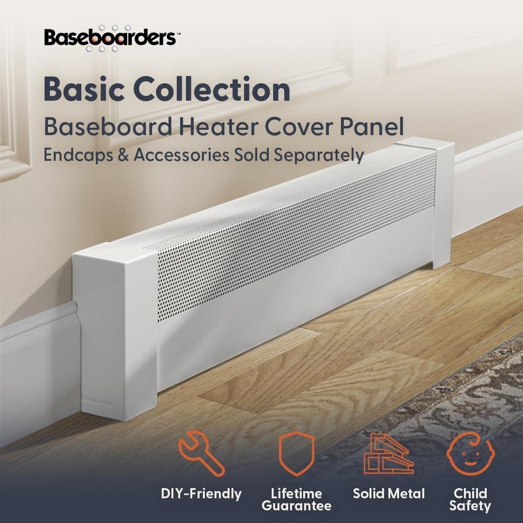 Baseboarders Baseboarders Basic Galvanized Steel Easy Slip-On Baseboard Heater Cover ONLY - White | ENDCAPS SOLD SEPARATELY