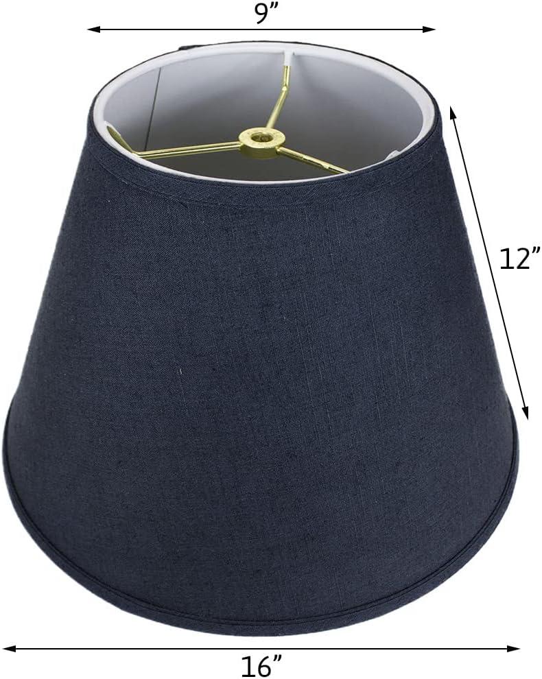 Slate Blue Linen Empire Lamp Shade with Brass Fitter