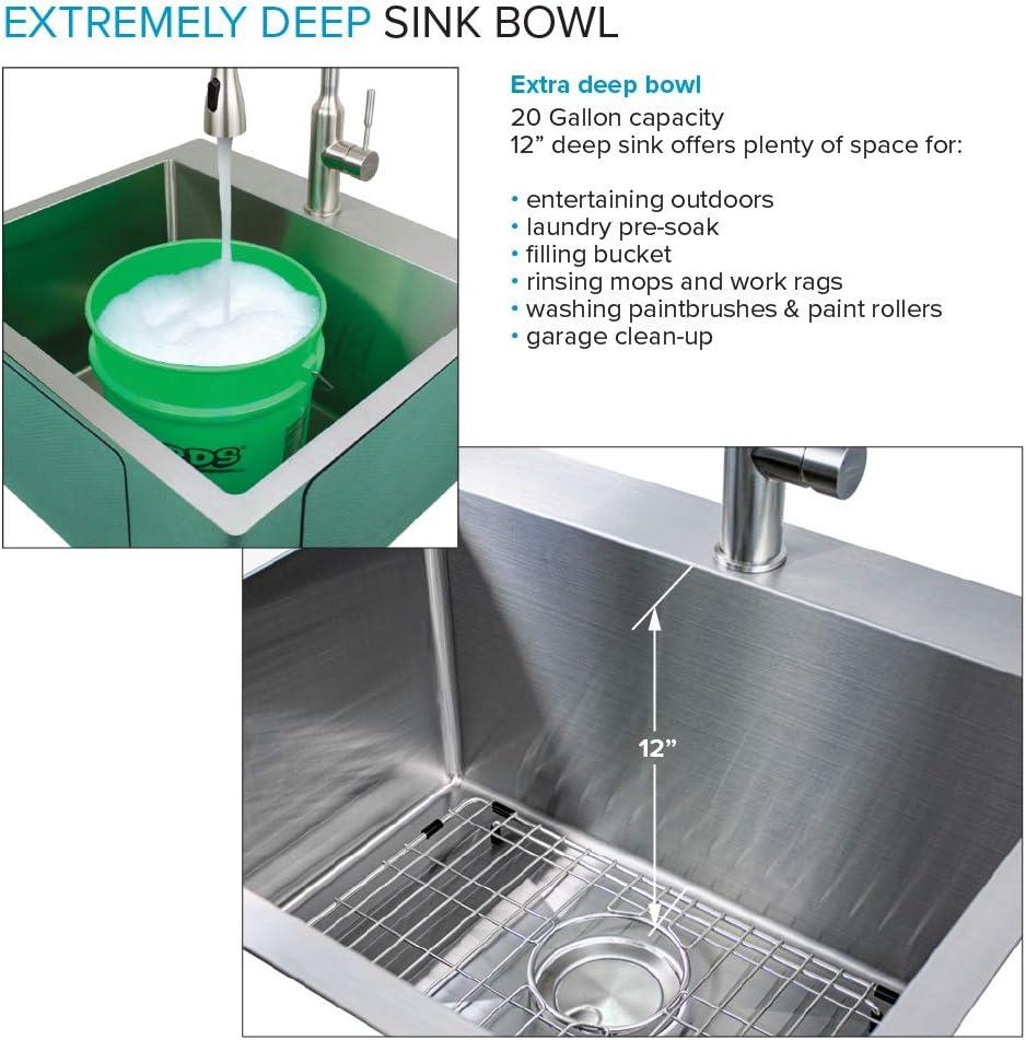 25'' L x 22'' W Laundry Sink with Faucet