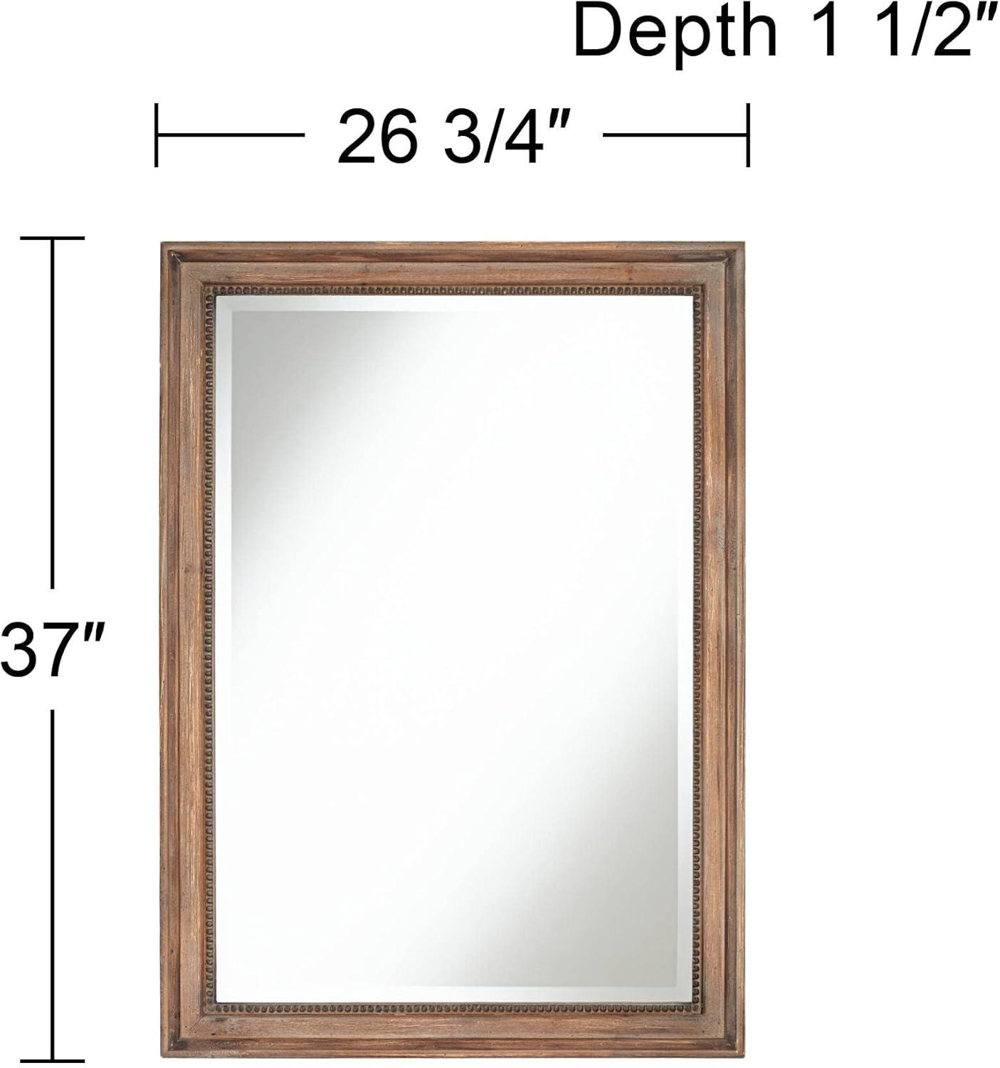 Rustic Farmhouse Beveled Rectangular Wood Wall Mirror