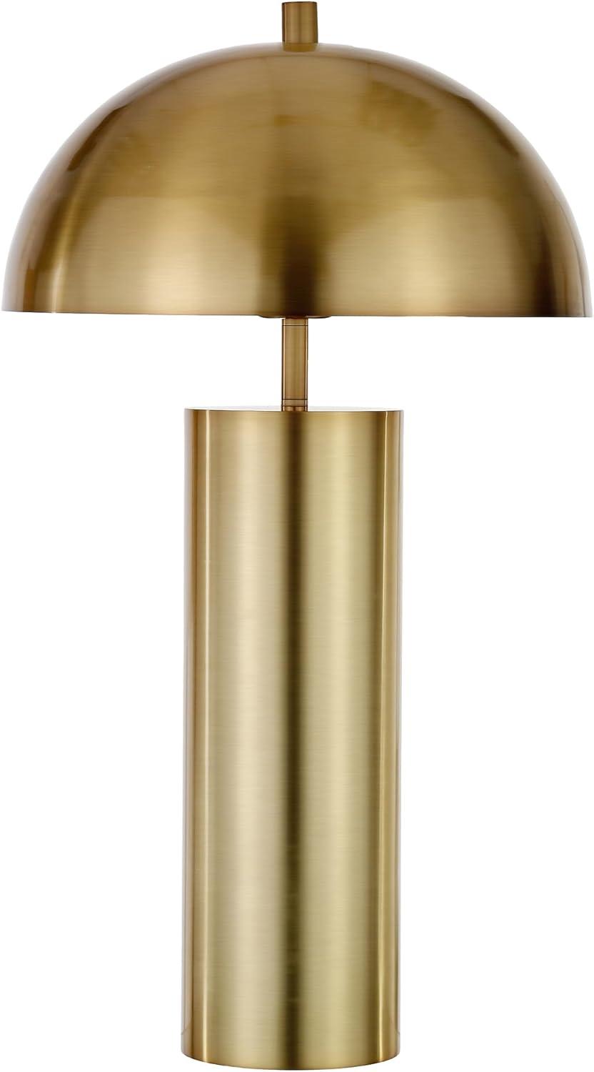 Evelyn&Zoe York 29.5" Mid-Century Modern Metal Table Lamp with White Drum Fabric Shade