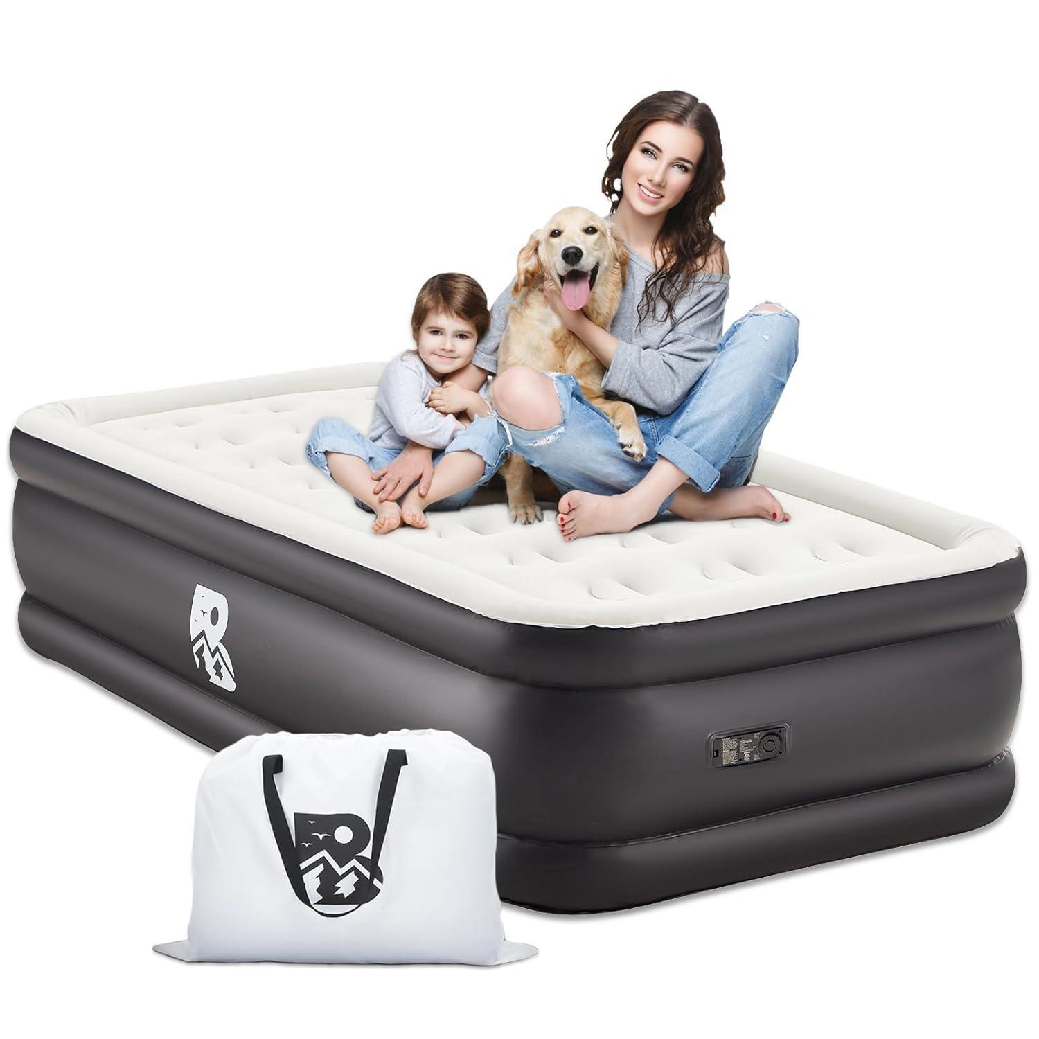 Twin Size Air Mattress with Built-in Pump 18" Raised - 2-Min Set Up, No Odd Smell, 600 lb Support, Foldable Air Bed with Storage Bag, Perfect for Camping, Guests & Home Use