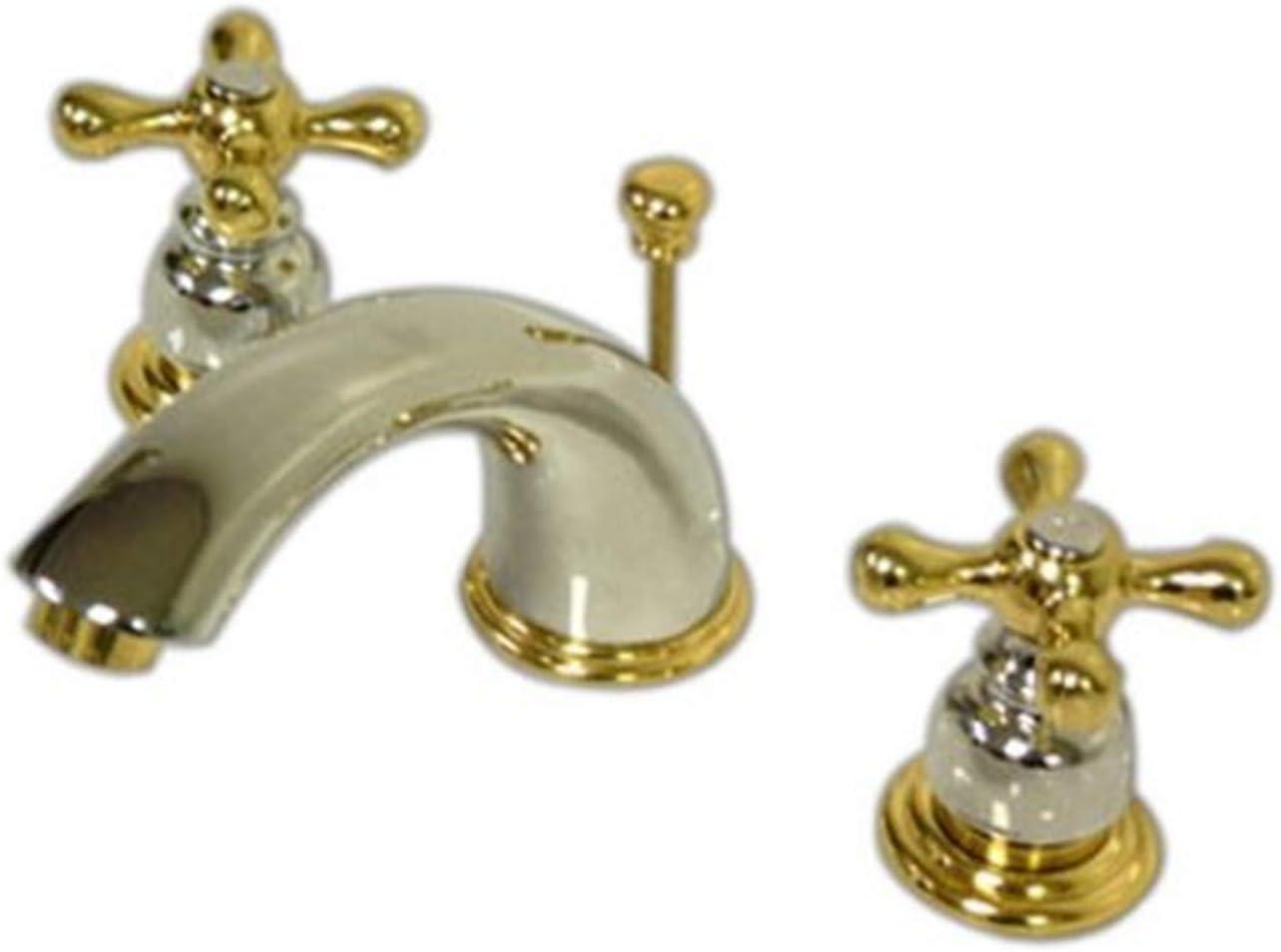 Kingston Brass Victorian Two-Handle 3-Hole Deck Mount Widespread Bathroom Faucet with Retail Pop-Up Drain