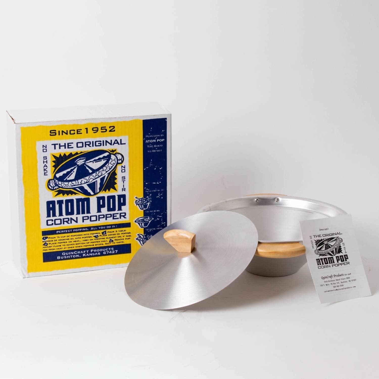 Atom Popcorn Popper - Pop Corn Easily on your Stovetop, Aluminum, Makes 2.5 Quarts