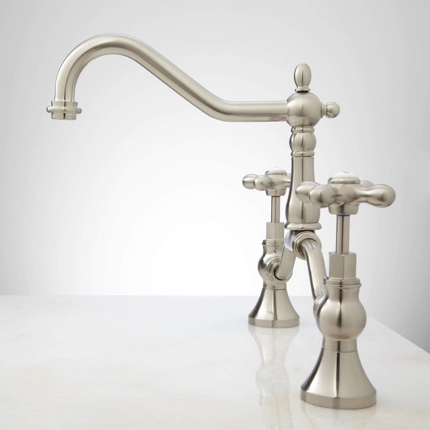 Elnora Chrome Bridge Bathroom Faucet with Cross Handles