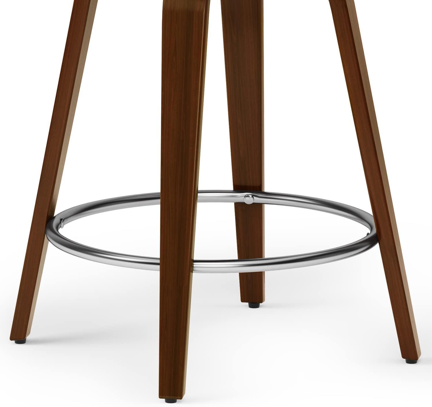 Simpli Home Roland Swivel Upholstered Mid-Century Modern Stool with Padded Seat and Back