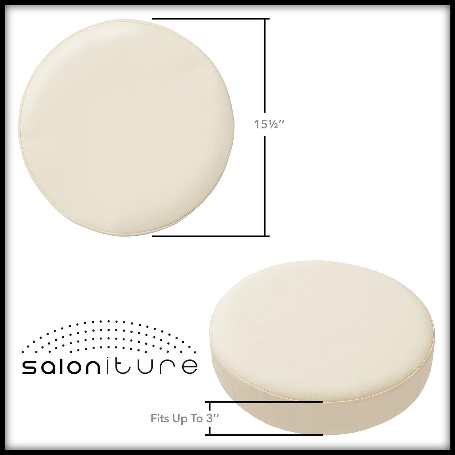 Saloniture 2-Pack Round Stool Seat Cover, 15-1/2" Waterproof Slipcover for Swivel Chair or Barstool - Cream