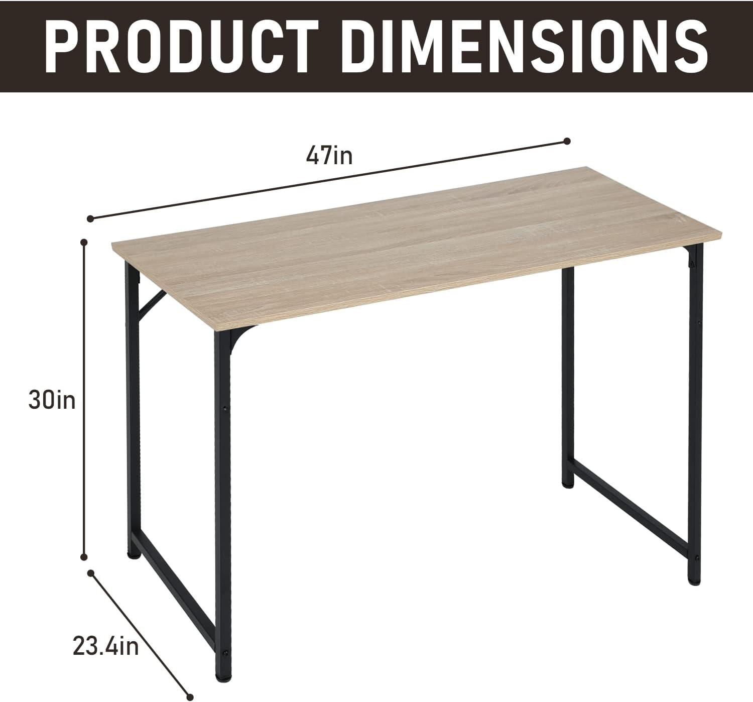 FDW Computer Desk 47 inch Length Study Writing Table, Adjustable feet, Modern Furniture for Home Office, Nature