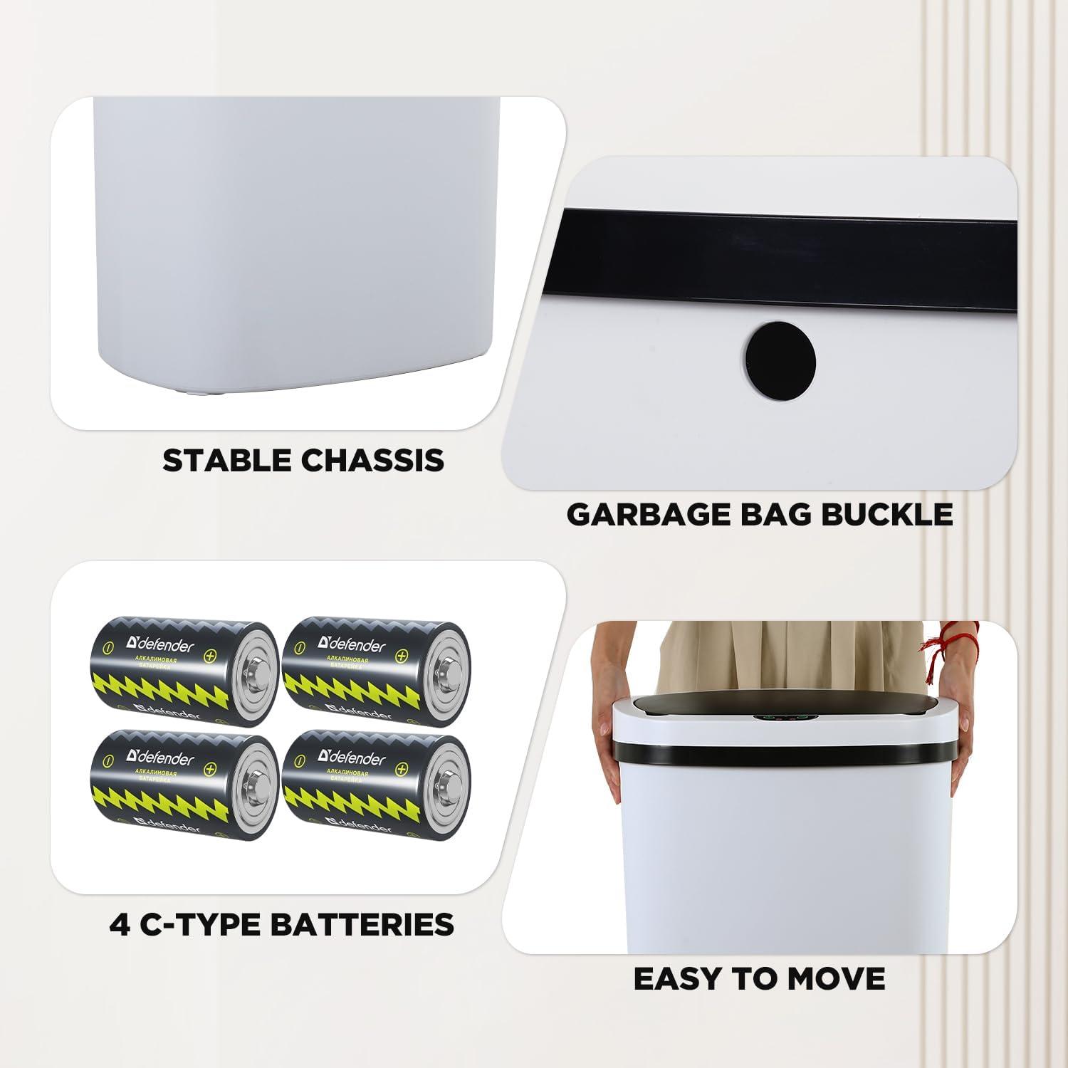 PayLessHere 13 Gallon Trash Can Kitchen Trash Can Automatic Garbage Can with Lid Touch Free High-Capacity Motion Sensor for Home Kitchens Bedroom Bathroom Office Kitchen Waste Bin Wateproof Trash Bin
