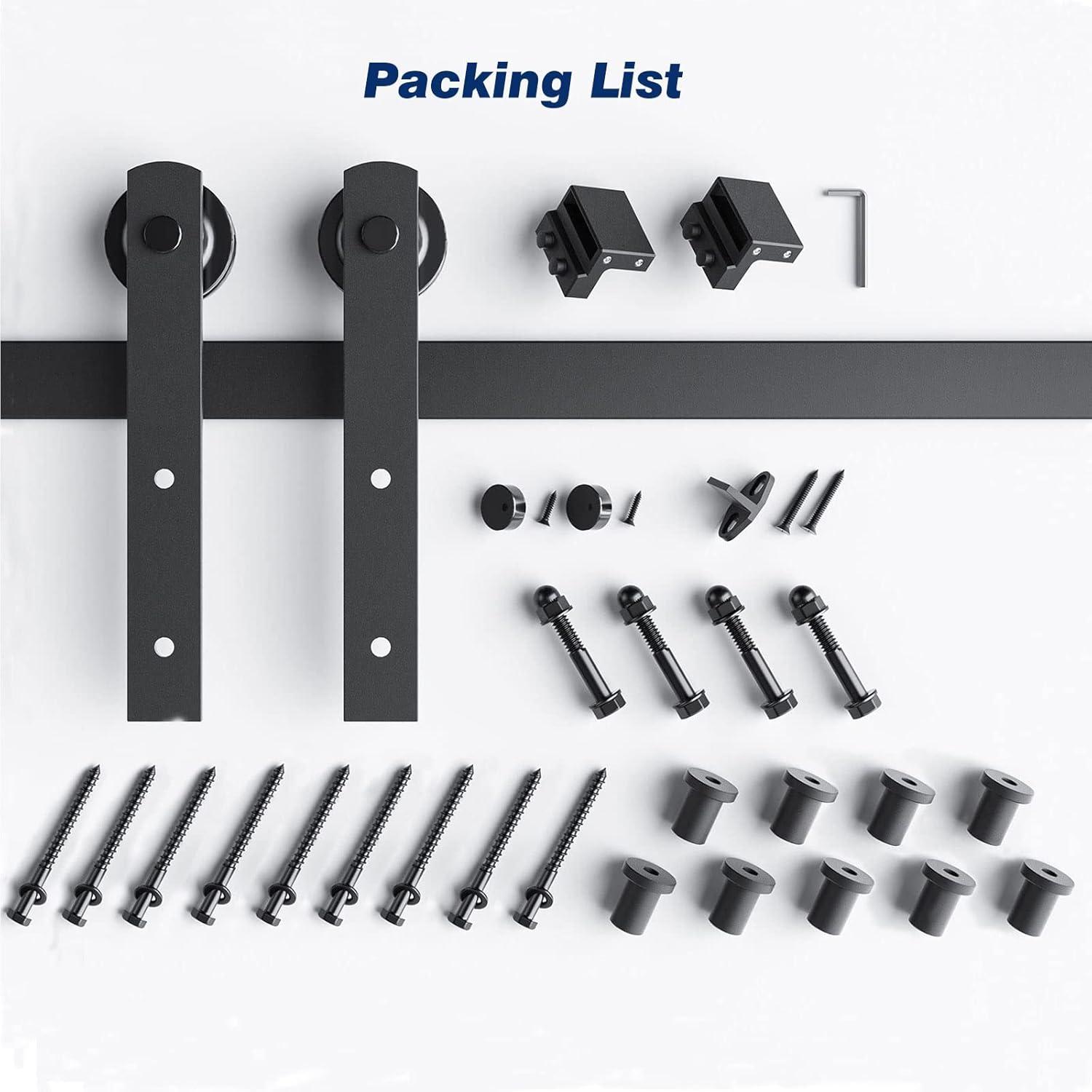 Heavy Duty Black Iron Sliding Barn Door Hardware Kit