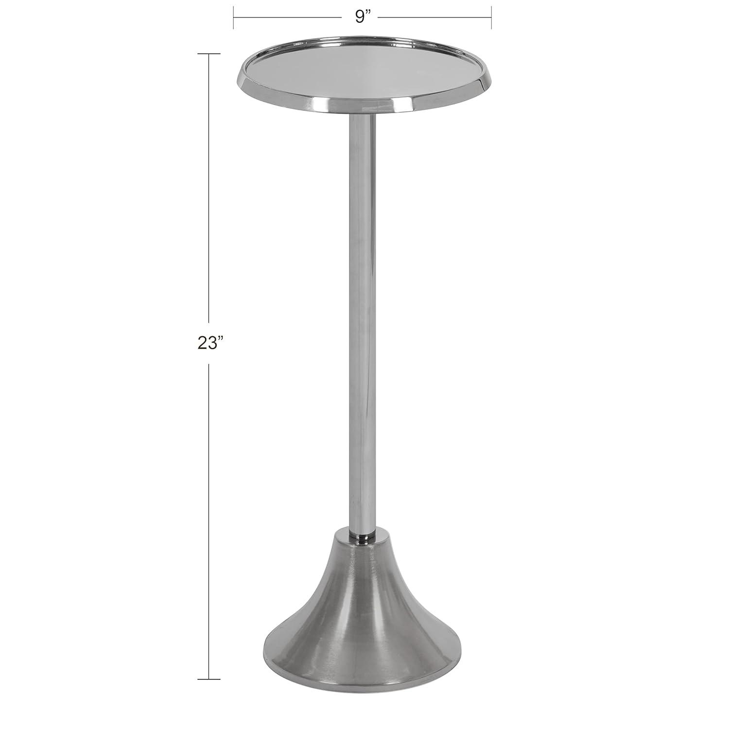 Kate and Laurel Sanzo Round Metal Drink Table, 9x9x23, Silver