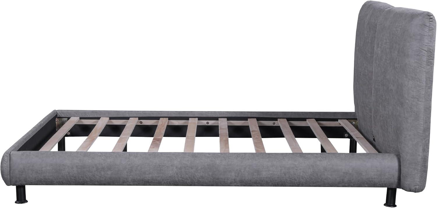 Sesslife Queen Bed Frame, Upholstered Platform Bed Queen Size with 2 Comfort Headrests and Metal Legs, Modern Bed Frame with Wooden Slat Support, No Box Spring Needed, Gray