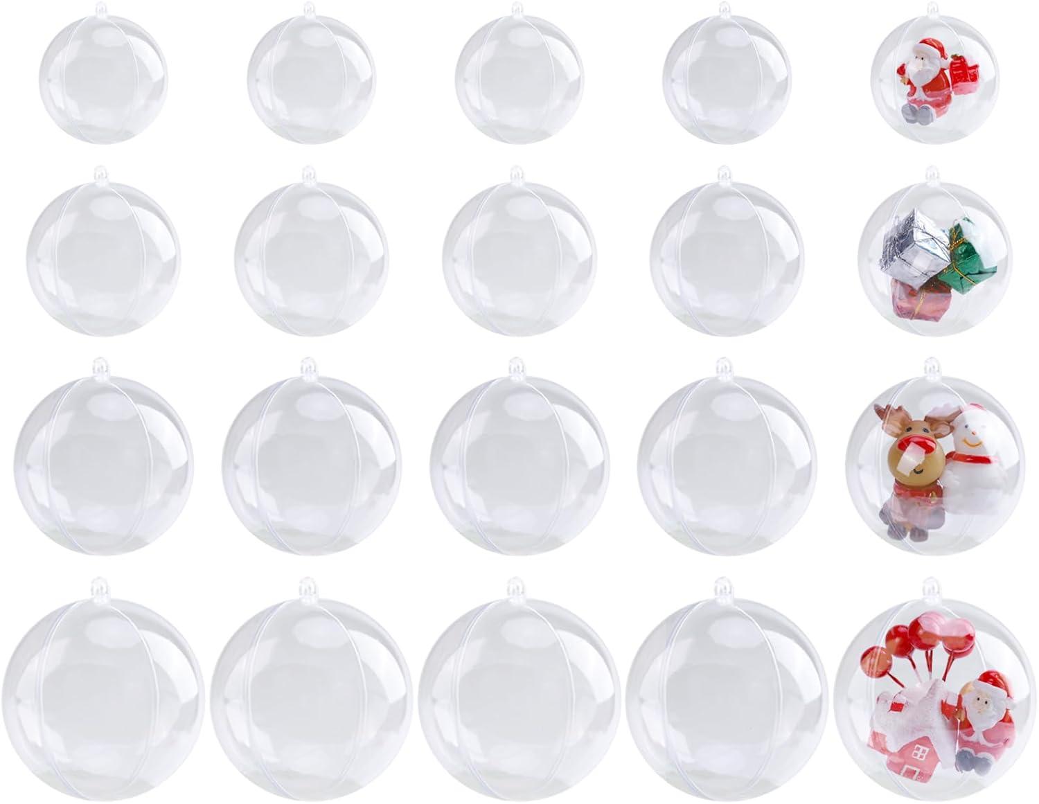 12 Pack Clear Plastic Fillable Ornament Ball 3.15''/80mm for Christmas,Holiday, Wedding,Party,Home Decor