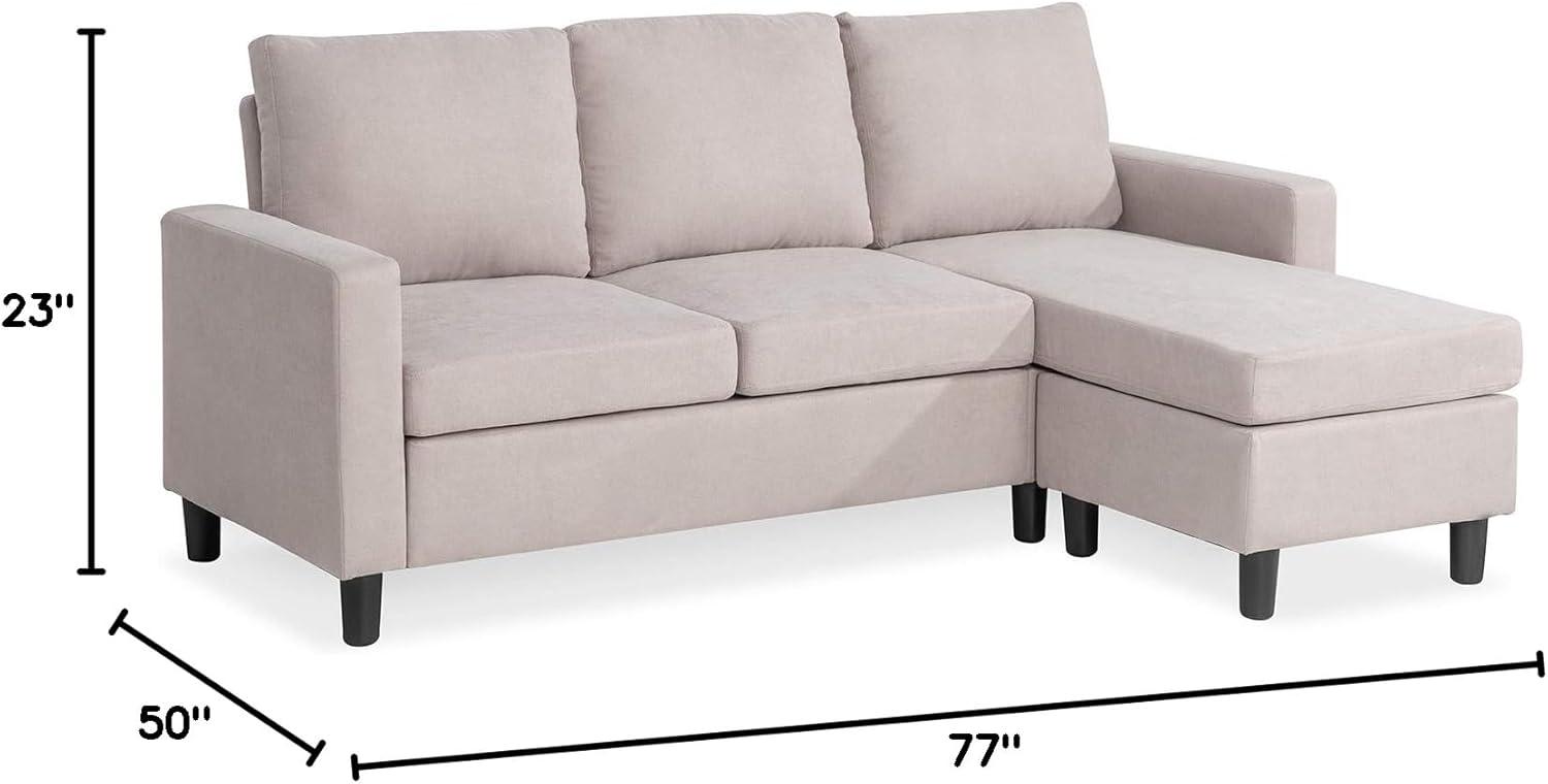 Shintenchi 79 Inch Convertible Sectional Sofa Couch, Modern Linen Fabric L-Shaped , 3-Seat Sofa Sectional with Reversible Chaise for Living Room, Apartment and Small Space (Dark Grey)