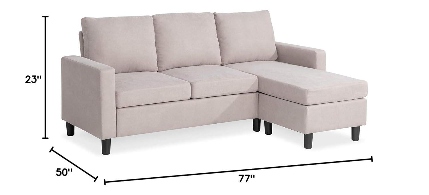 Shintenchi 79 Inch Convertible Sectional Sofa Couch, Modern Linen Fabric L-Shaped , 3-Seat Sofa Sectional with Reversible Chaise for Living Room, Apartment and Small Space (Dark Grey)