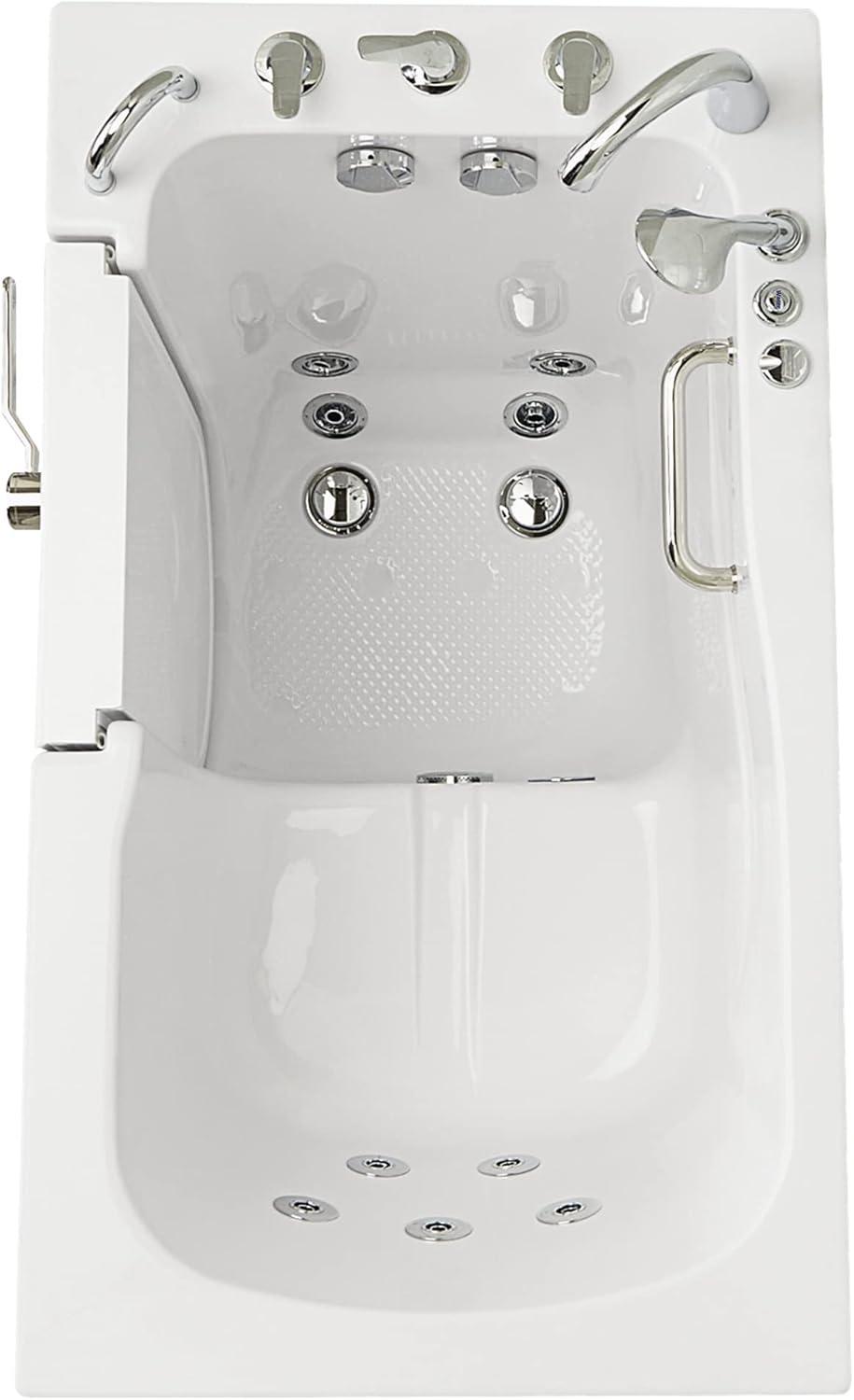 Monaco 32"x52" Acrylic Hydro Massage Walk-In Bathtub, 5 Piece Fast Fill Faucet, 2" Dual Drain