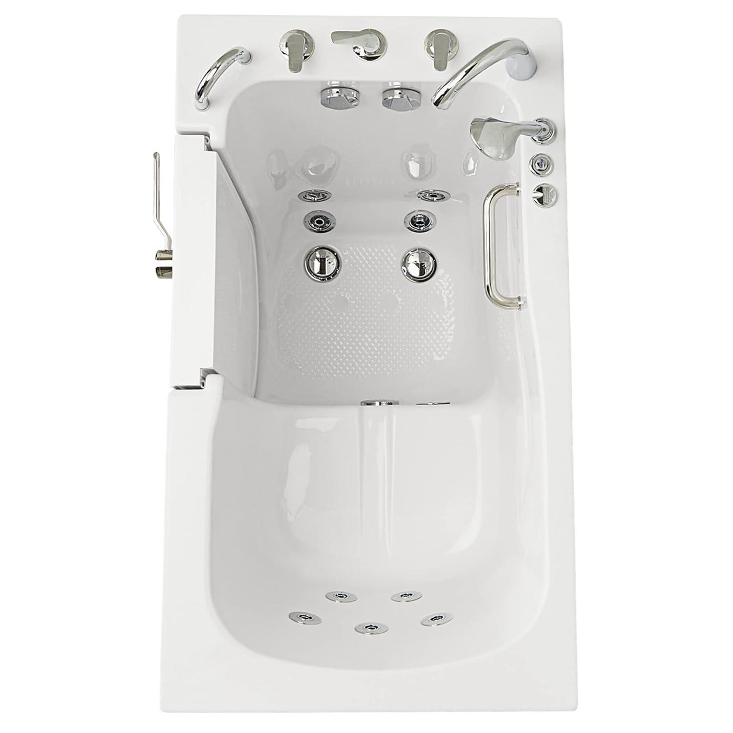 Monaco 32"x52" Acrylic Hydro Massage Walk-In Bathtub, 5 Piece Fast Fill Faucet, 2" Dual Drain