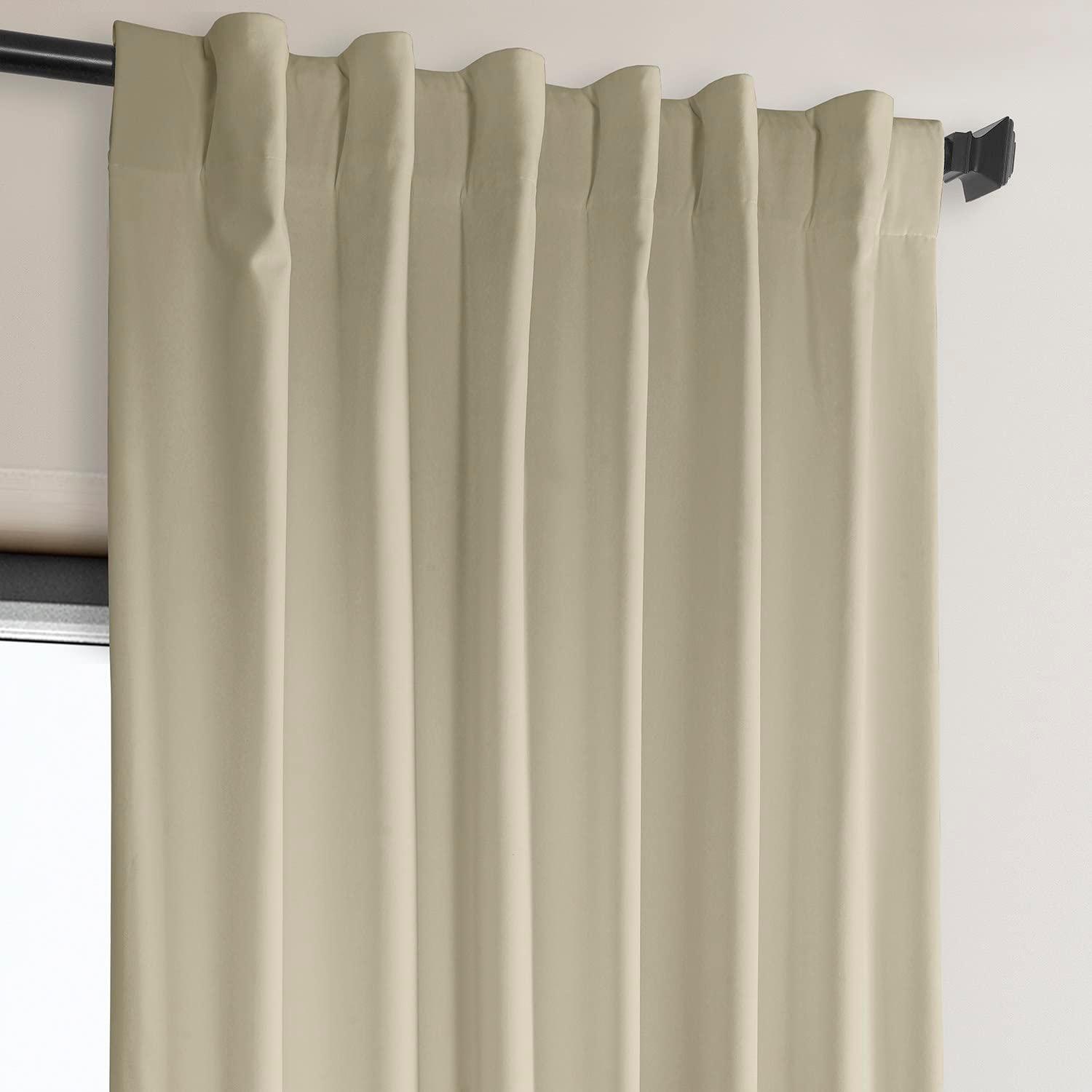 Half Price Drapes Macchiato Beige Heritage Plush Velvet Room Darkening Curtains (1 Panel), 50W X 120L