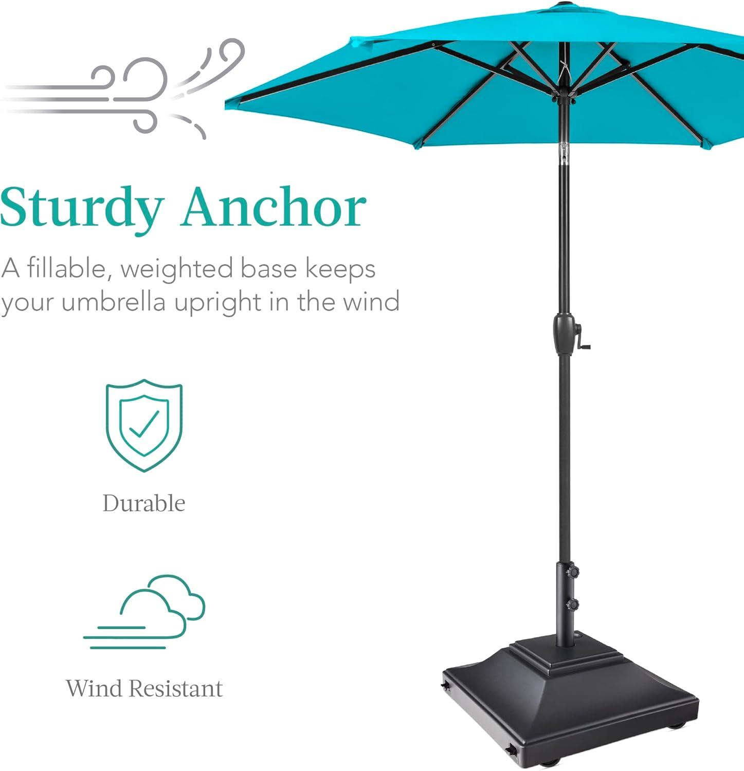 Best Choice Products Mobile Umbrella Base, Fillable Heavy-Duty Market Stand w/4 Wheels, 2 Locks, 120lb Capacity