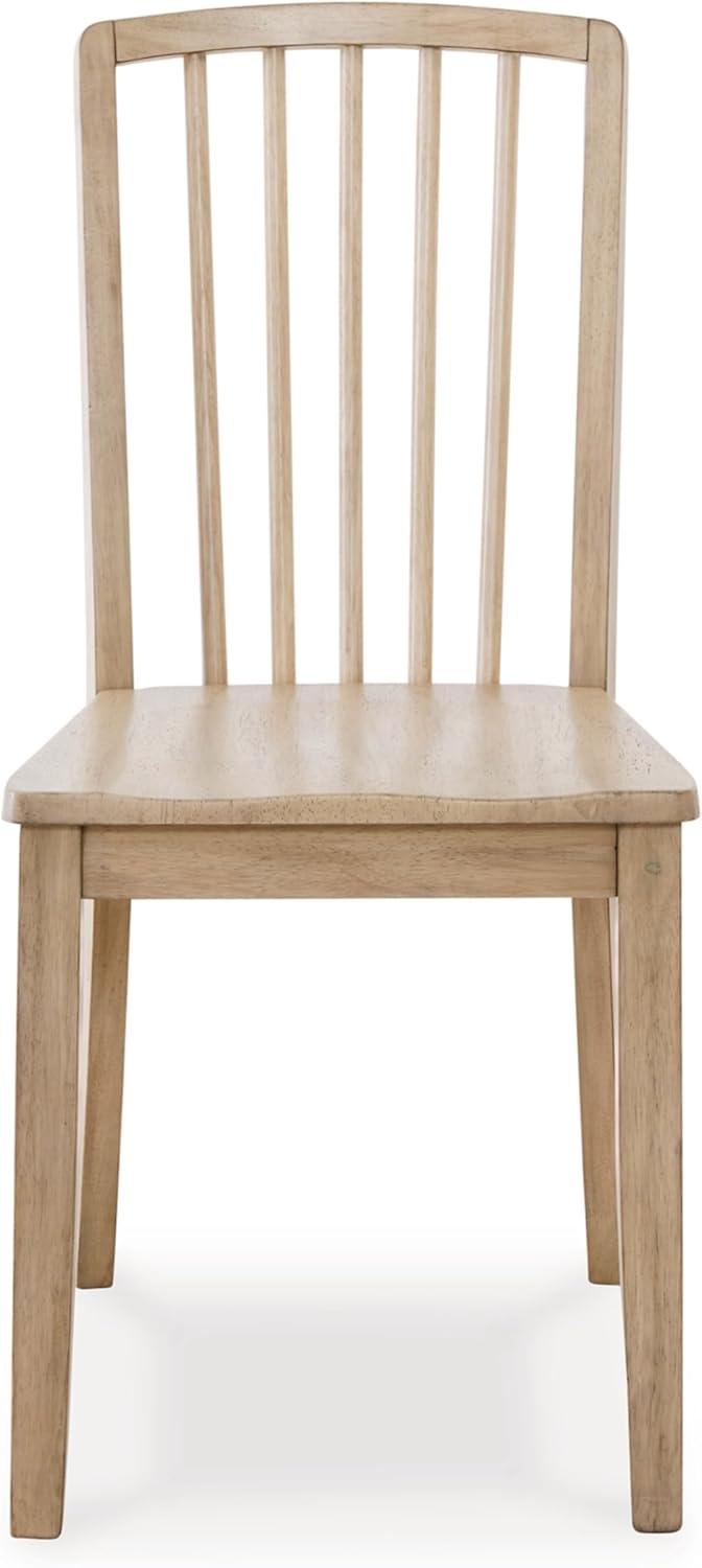 Signature Design by Ashley Gleanville Casual Solid Wood Dining Side Chair with Contoured Seat, Set of 2, Light Brown